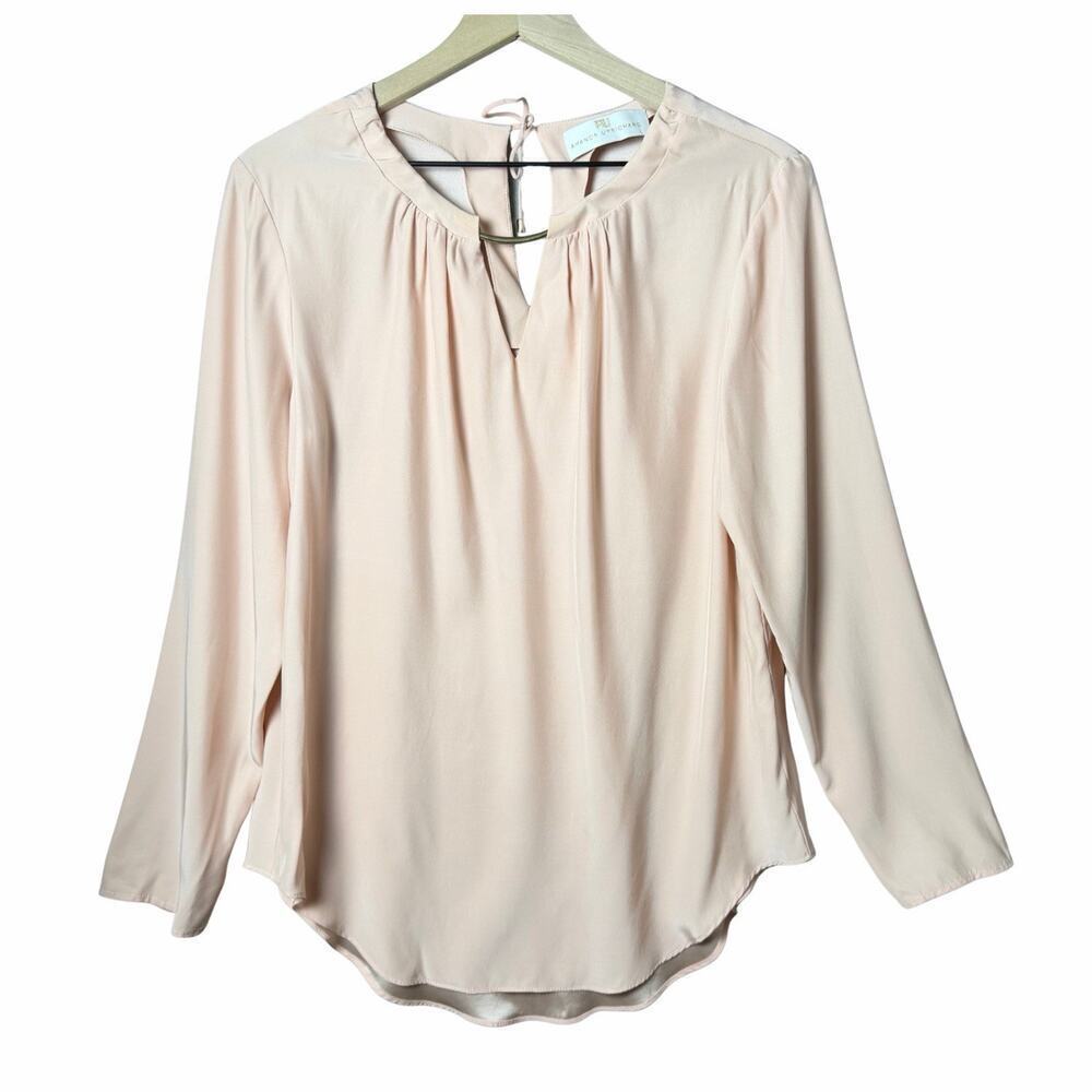 Amanda Uprichard Light Pink 100% Silk Long Sleeve Blouse Pink Size L